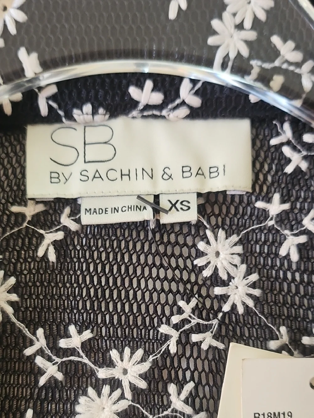 SB by Sachin & Babi Black  Mesh Moto Jacket w/ White Floral Embroidery- Size XS - Picture 8 of 12